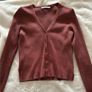 Abercrombie Brown Glossy Slim Cardigan